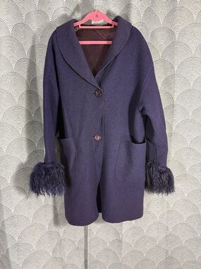 MTT Vintage Boiled Wool Coat with Fur trim
